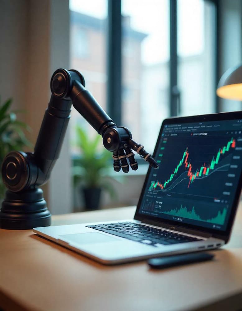 Robot analyzing charts